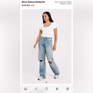 nuuds White Short Sleeve Bodysuit